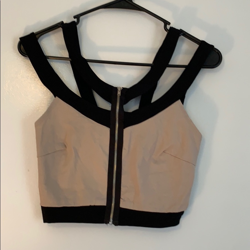 Tan and black crop top